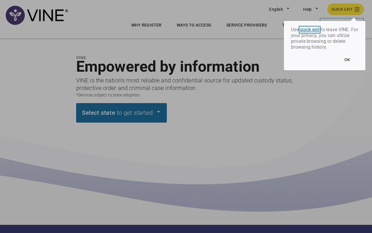 Medina County VINELink inmate check and release notification entry
